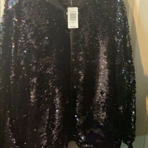 Torrid Brand New Black multi Color Sequin Bomber Jacket with Tag 4x